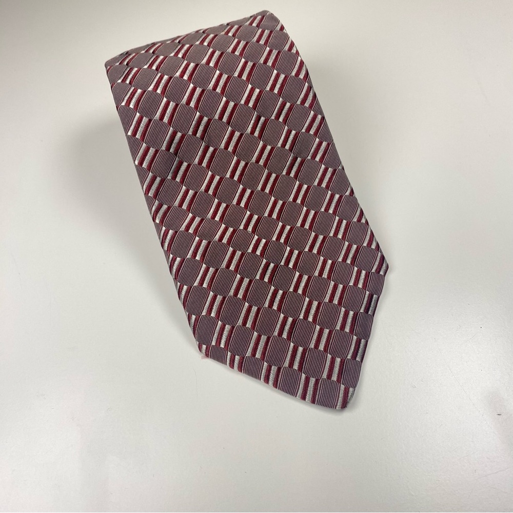 Tall & Big Men Contemporary Silk Tie Extra Long XL Geometric Neck Gray Red